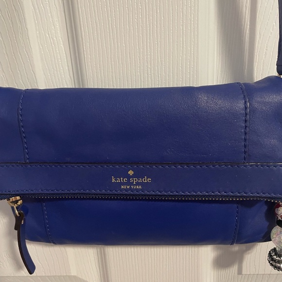 Kate Spade Cobalt Blue Leather Crossbody with fun charm - Picture 1 of 10